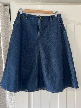 Esprit Dark Blue Denim Midi A-Line Skirt